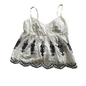 Abercrombie & Fitch Women's White and Navy Blouse